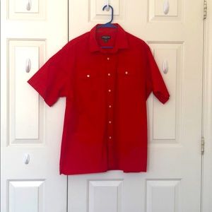 Plus Size Short sleeve button down red shirt